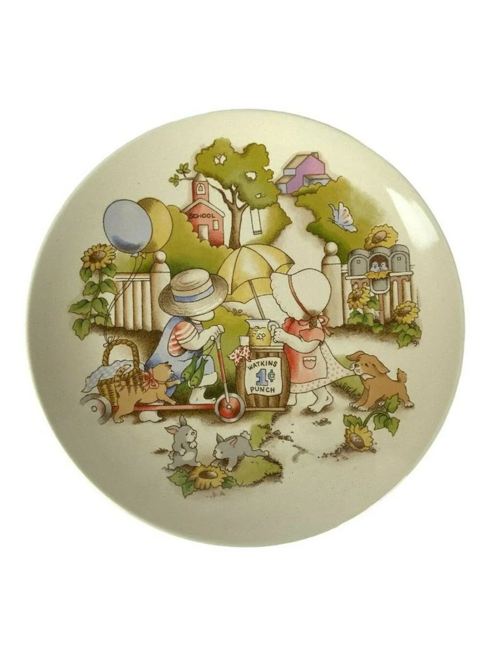 Watkins Country Kids Collector Dessert Plates Vintage 1990s Set Of 4 Decorative